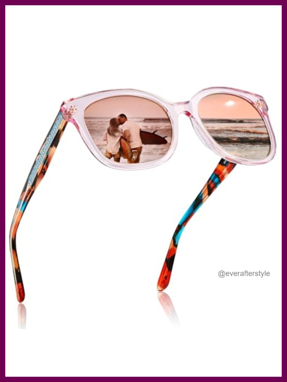 Cat Eye Acetate Polarized Sunglasses Embossed Wire Core UV Protection
